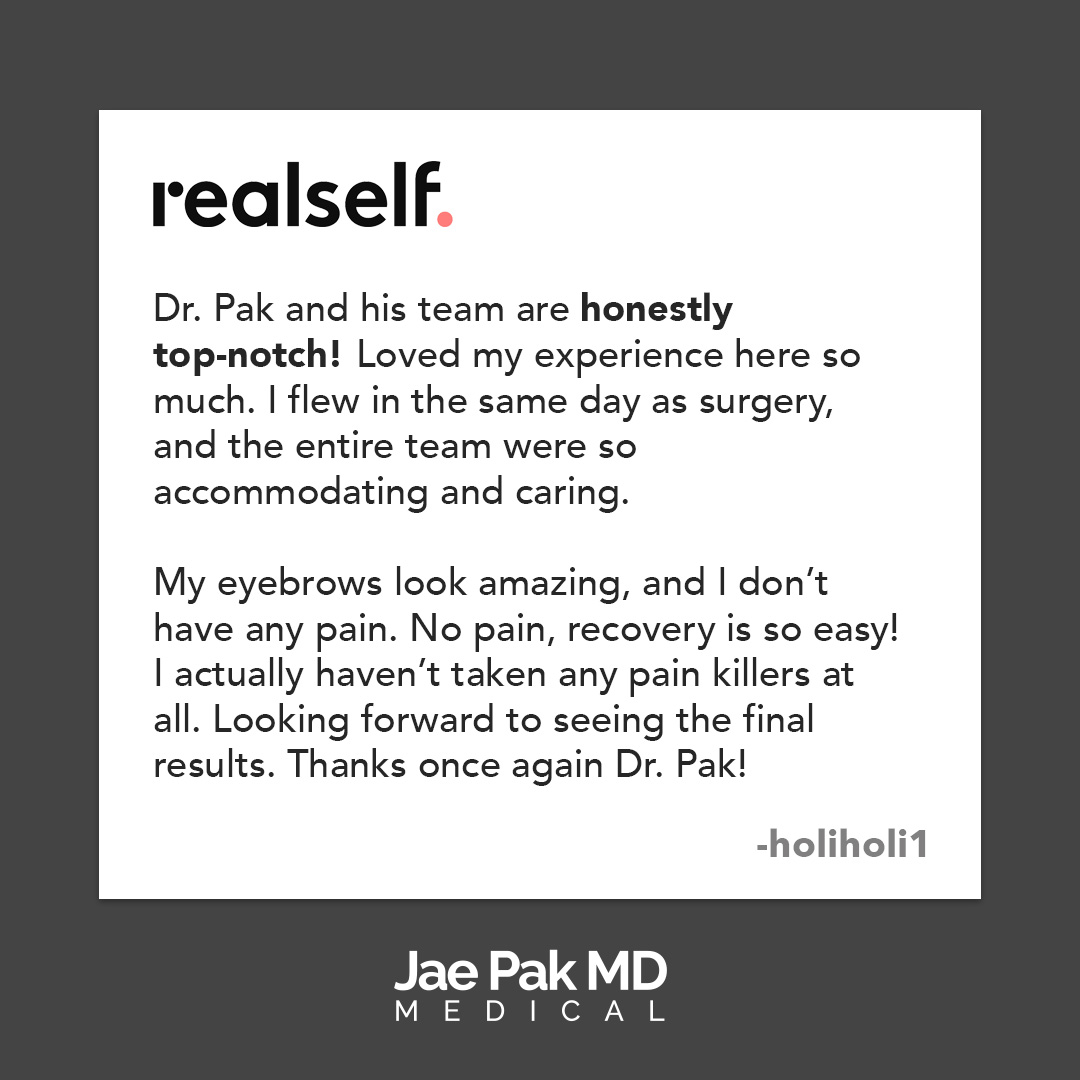 An image of a client review saying how wonderful Dr. Jae Pak services are